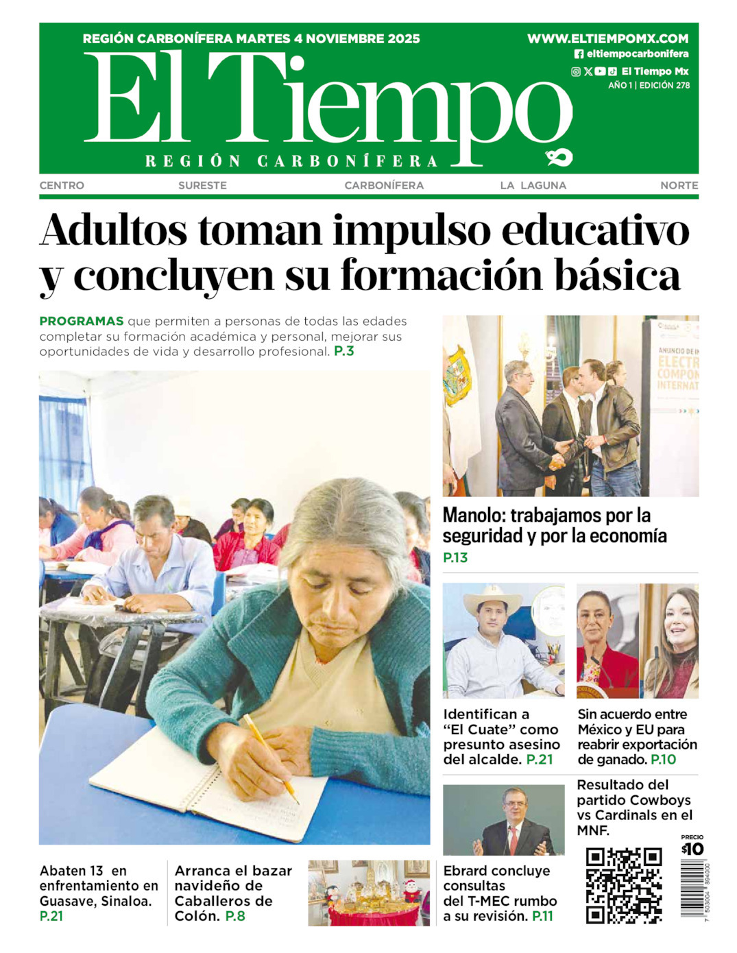 El Tiempo Región Carbonífera, edición del martes 04 de noviembre de 2025