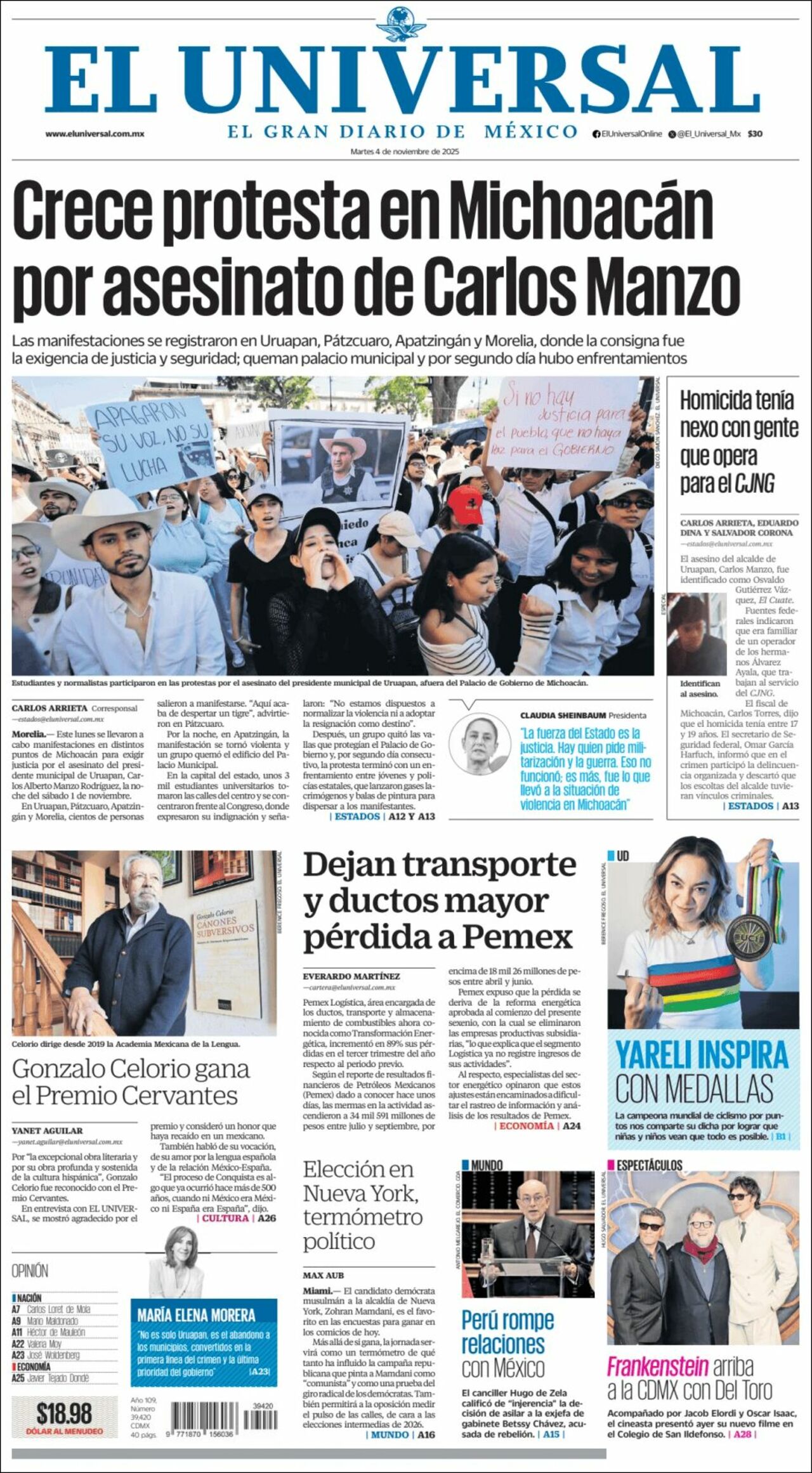 El Universal, edición del martes 04 de noviembre de 2025