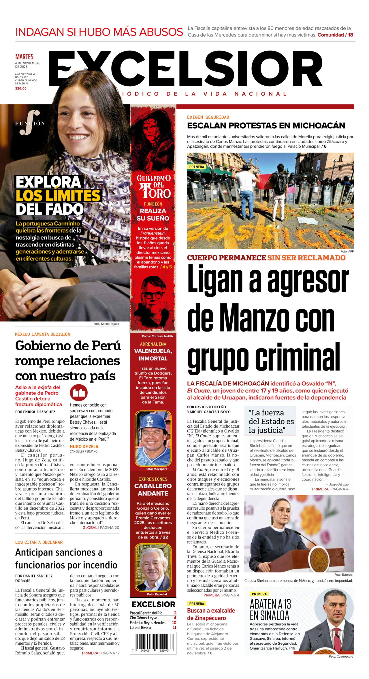 Excelsior, edición del martes 04 de noviembre de 2025