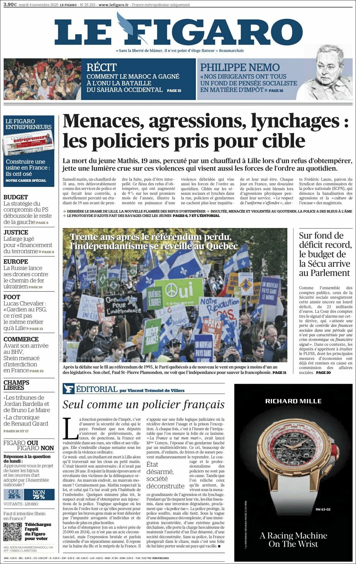Le Figaro, edición del martes 04 de noviembre de 2025