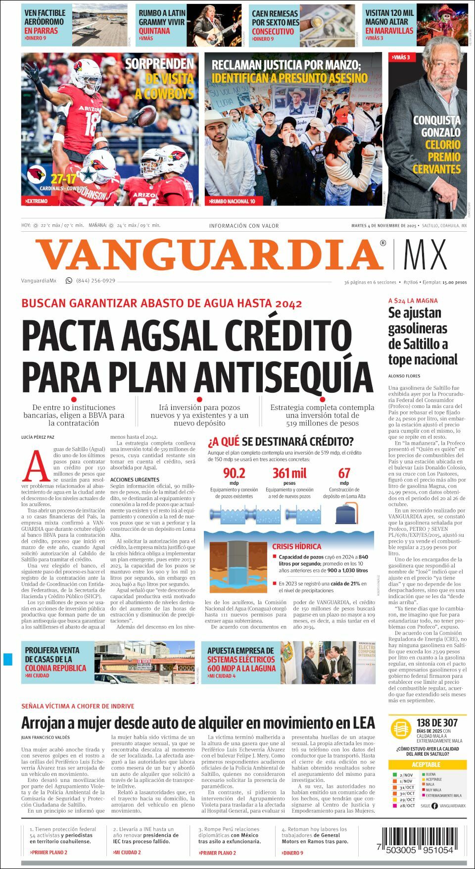 Vanguardia, edición del martes 04 de noviembre de 2025
