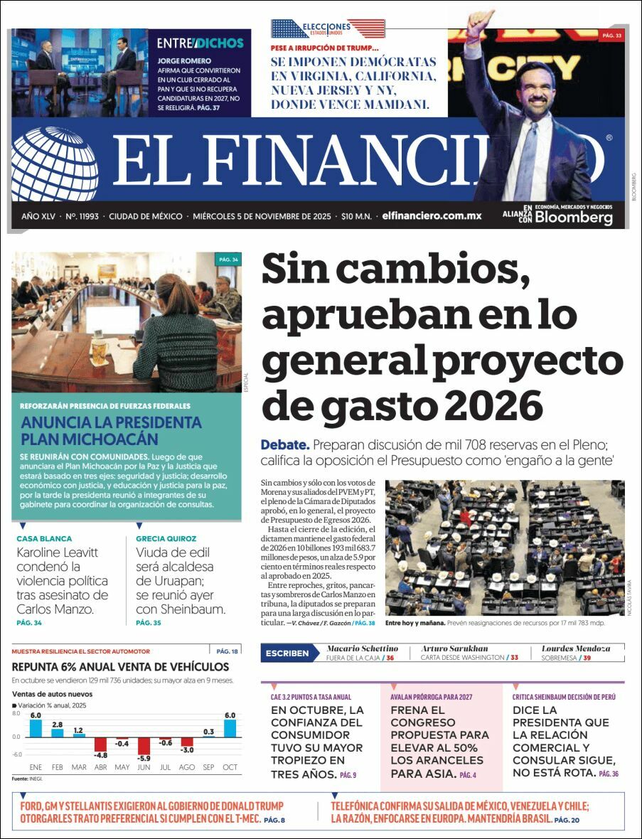 El Financiero, edición del miércoles 05 de noviembre de 2025