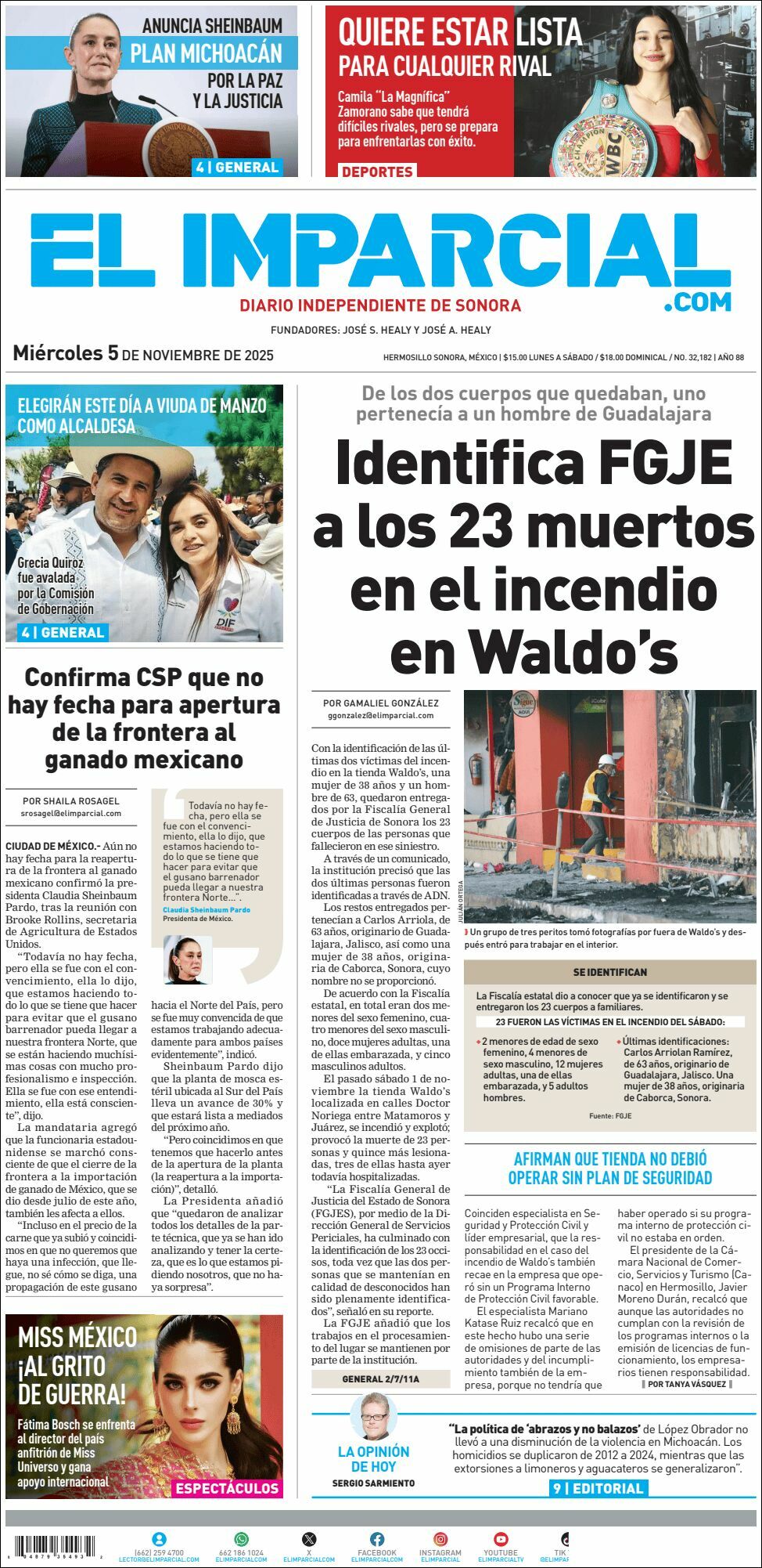 El Imparcial, edición del miércoles 05 de noviembre de 2025