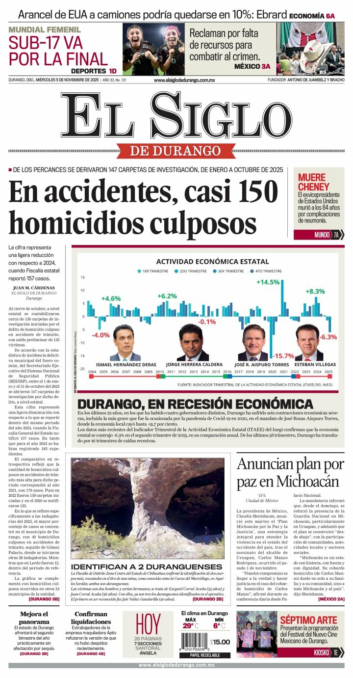 El Siglo de Durango, edición del miércoles 05 de noviembre de 2025