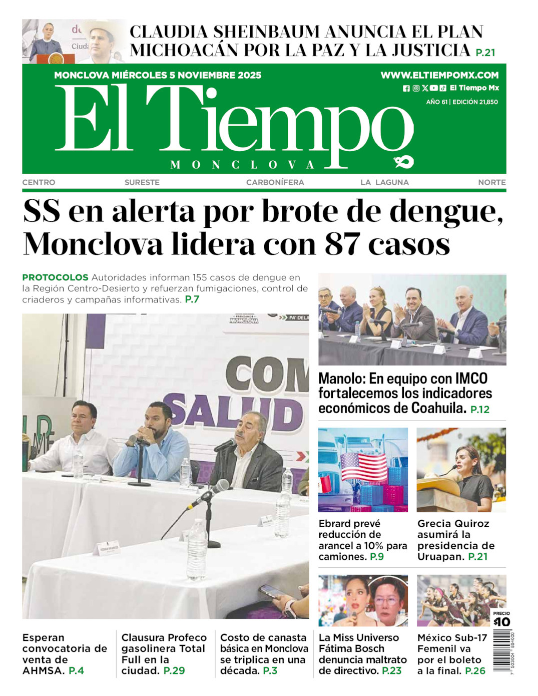 El Tiempo Monclova, edición del miércoles 05 de noviembre de 2025