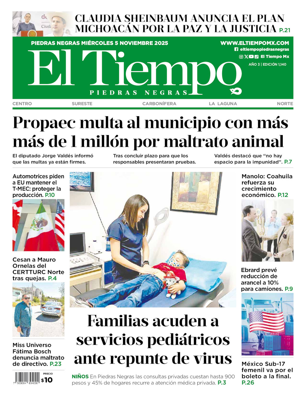 El Tiempo Piedras Negras, edición del miércoles 05 de noviembre de 2025