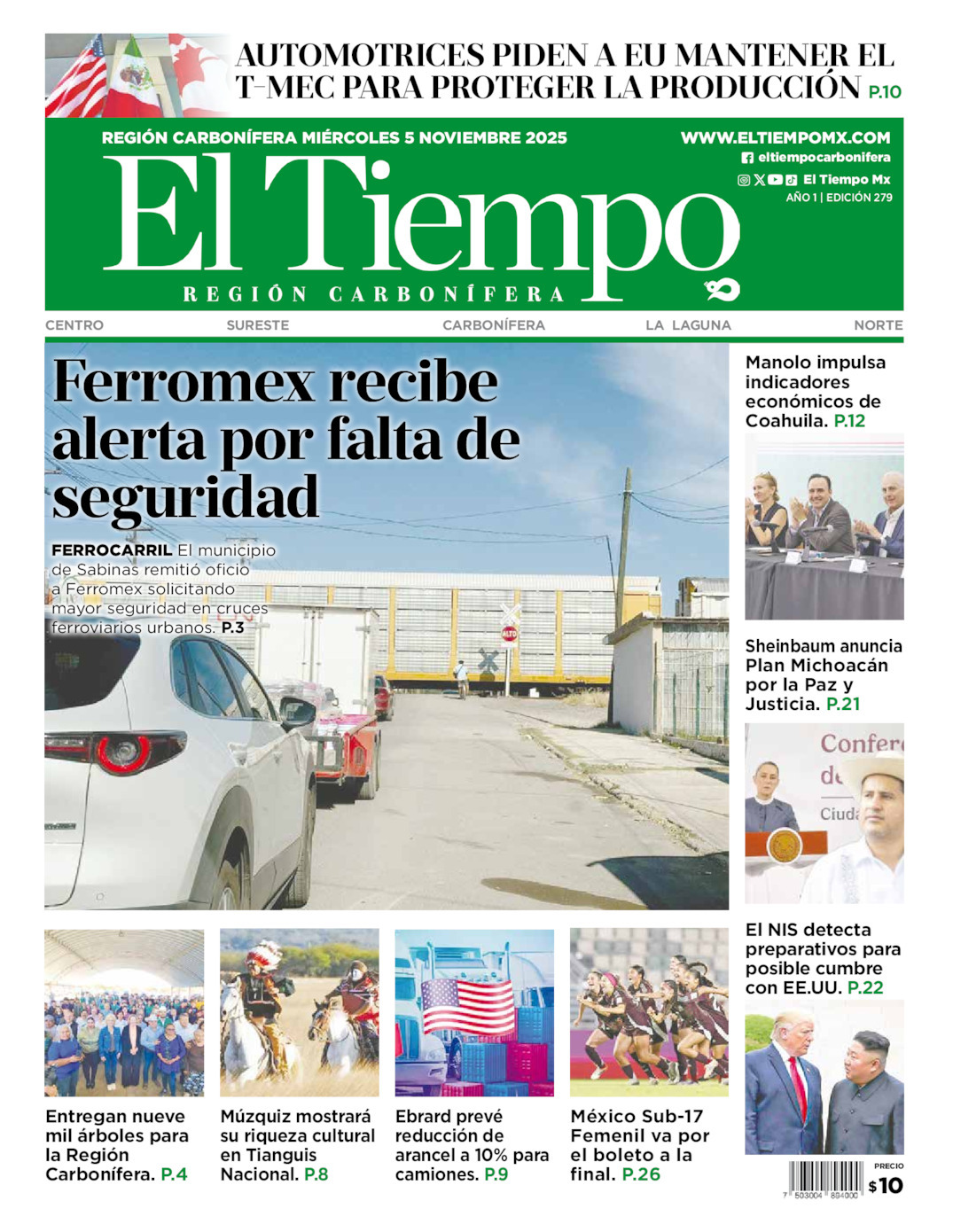 El Tiempo Región Carbonífera, edición del miércoles 05 de noviembre de 2025