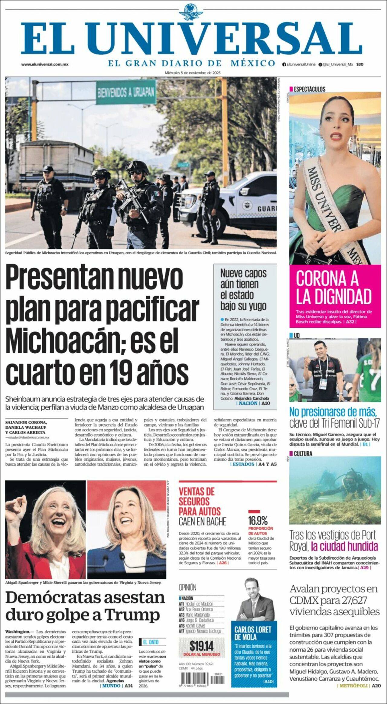 El Universal, edición del miércoles 05 de noviembre de 2025