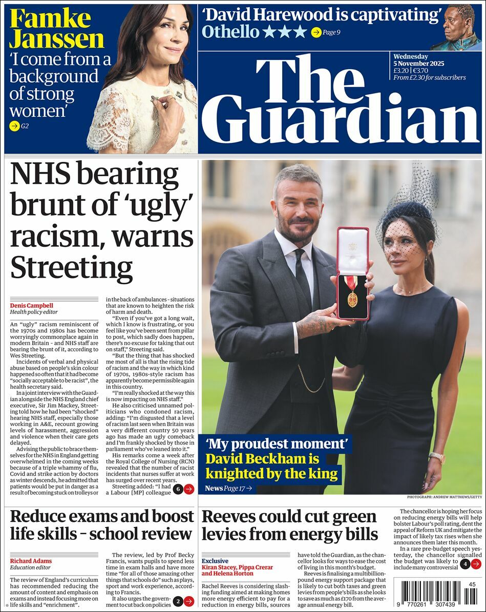 The Guardian, edición del miércoles 05 de noviembre de 2025
