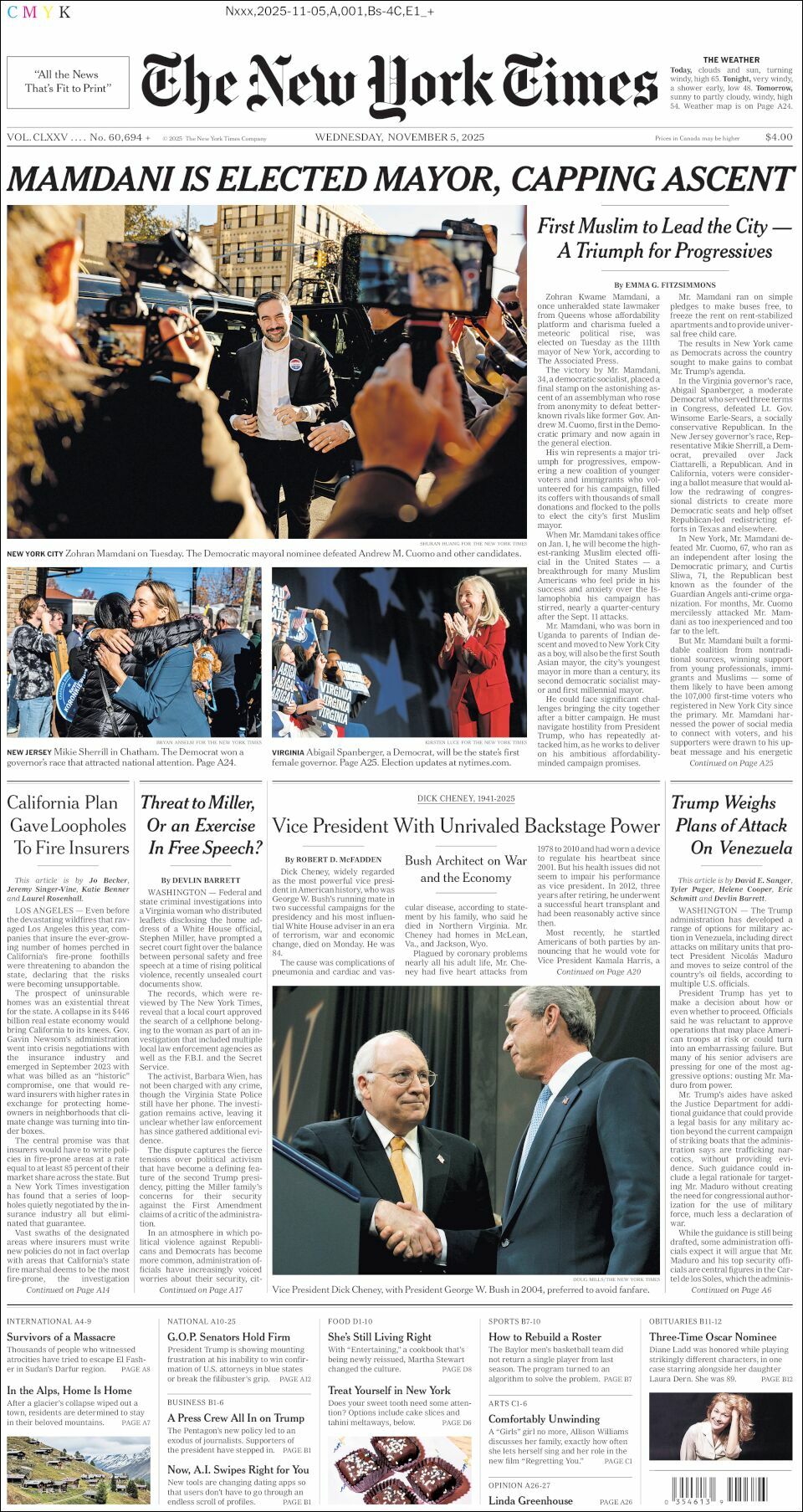 The New York Times, edición del miércoles 05 de noviembre de 2025
