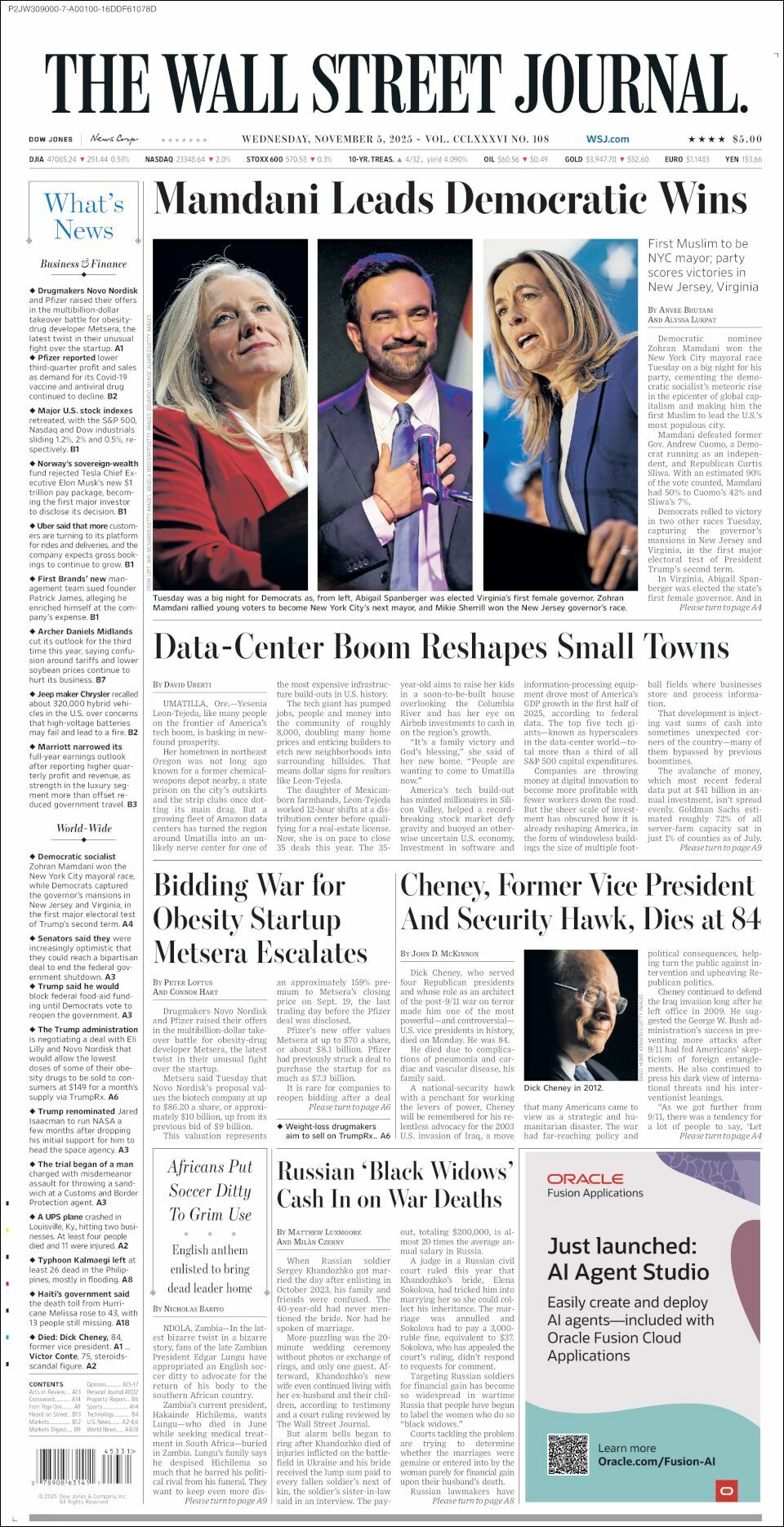 The Wall Street Journal, edición del miércoles 05 de noviembre de 2025