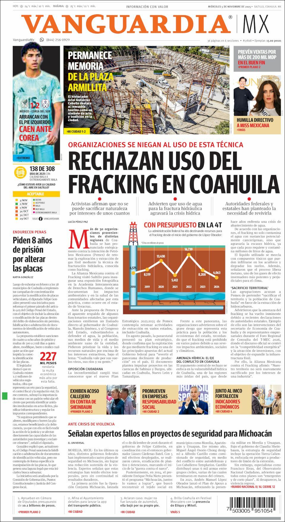 Vanguardia, edición del miércoles 05 de noviembre de 2025