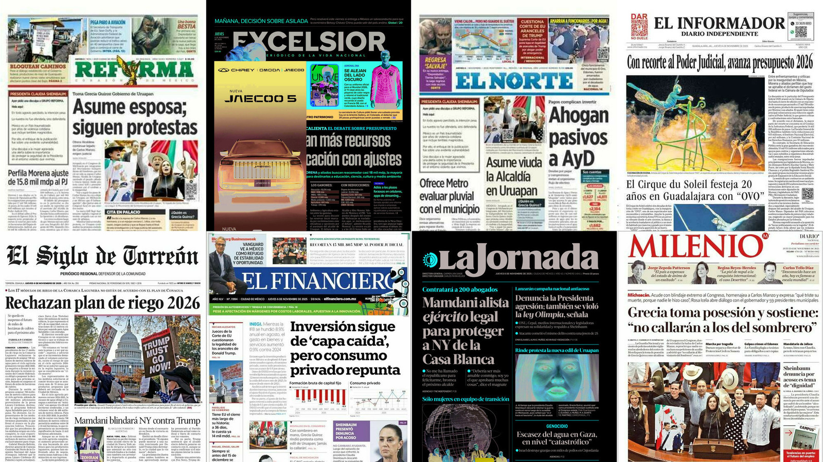 Portadas de periódicos impresos más importantes de México hoy