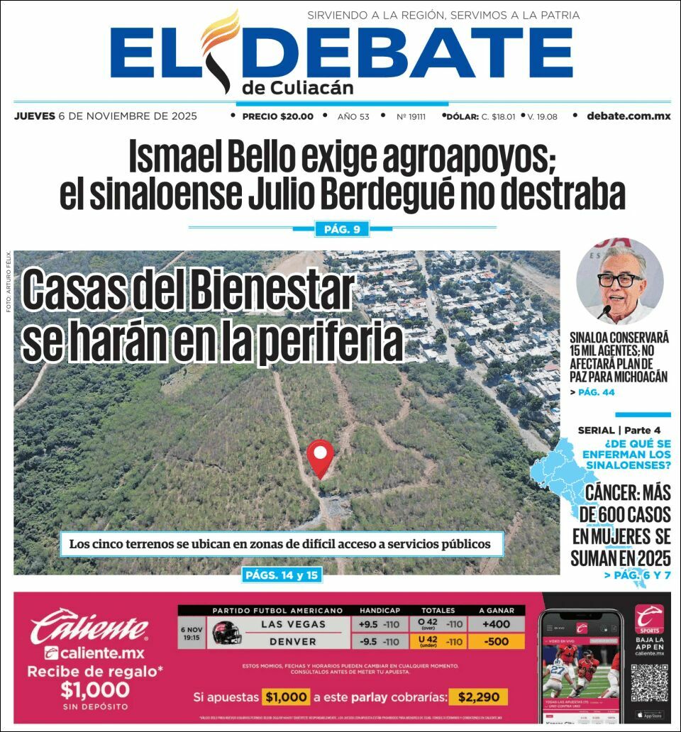 El Debate Culiacán, edición del jueves 06 de noviembre de 2025