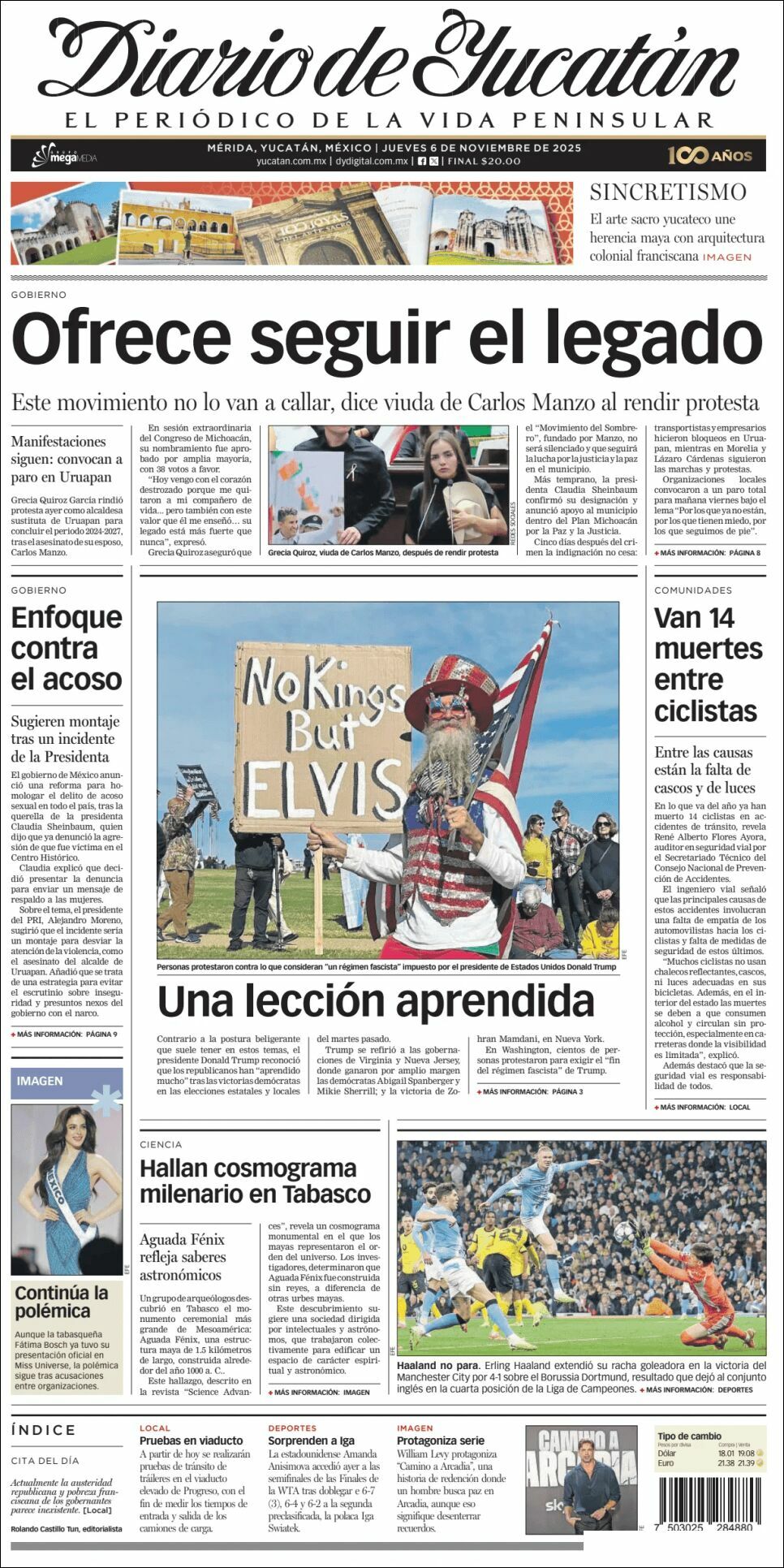 El Diario de Yucatán, edición del jueves 06 de noviembre de 2025