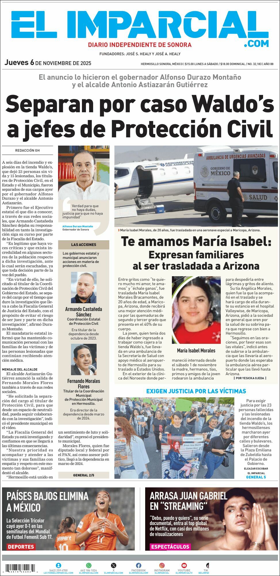 El Imparcial, edición del jueves 06 de noviembre de 2025