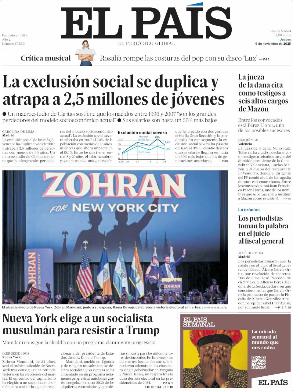 El País, edición del jueves 06 de noviembre de 2025