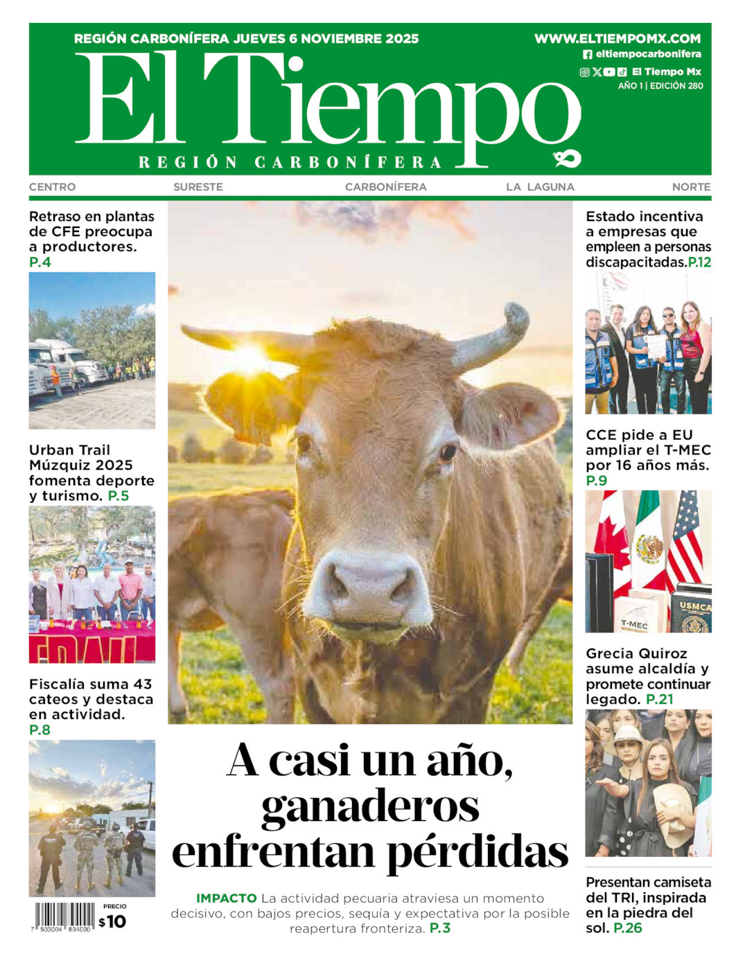 El Tiempo Región Carbonífera, edición del jueves 06 de noviembre de 2025