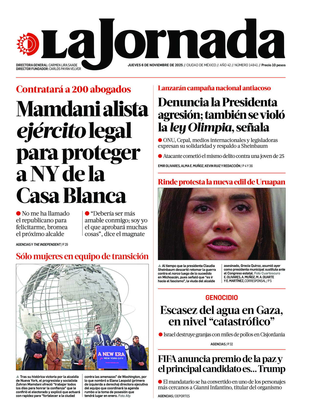 La Jornada, edición del jueves 06 de noviembre de 2025
