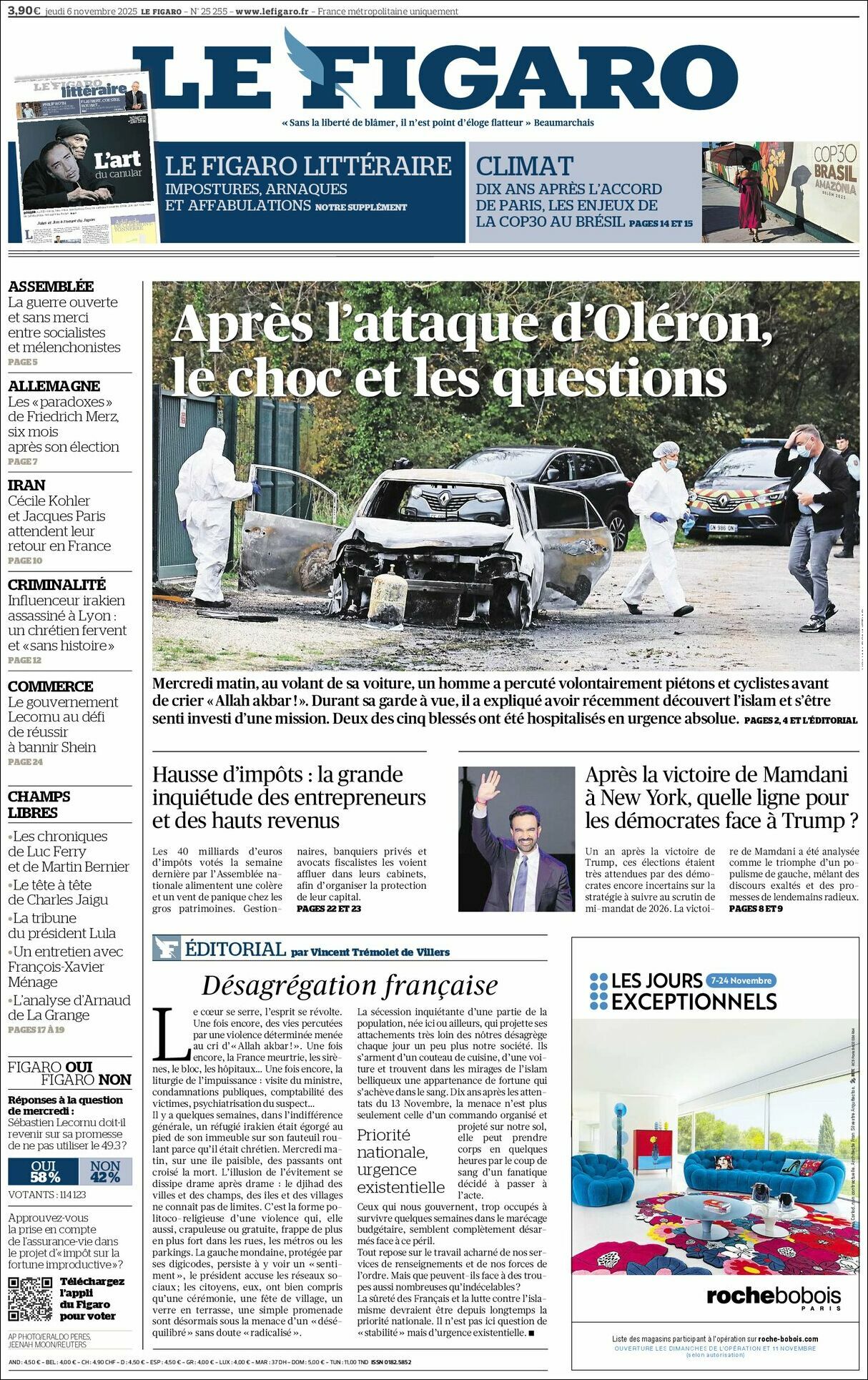 Le Figaro, edición del jueves 06 de noviembre de 2025
