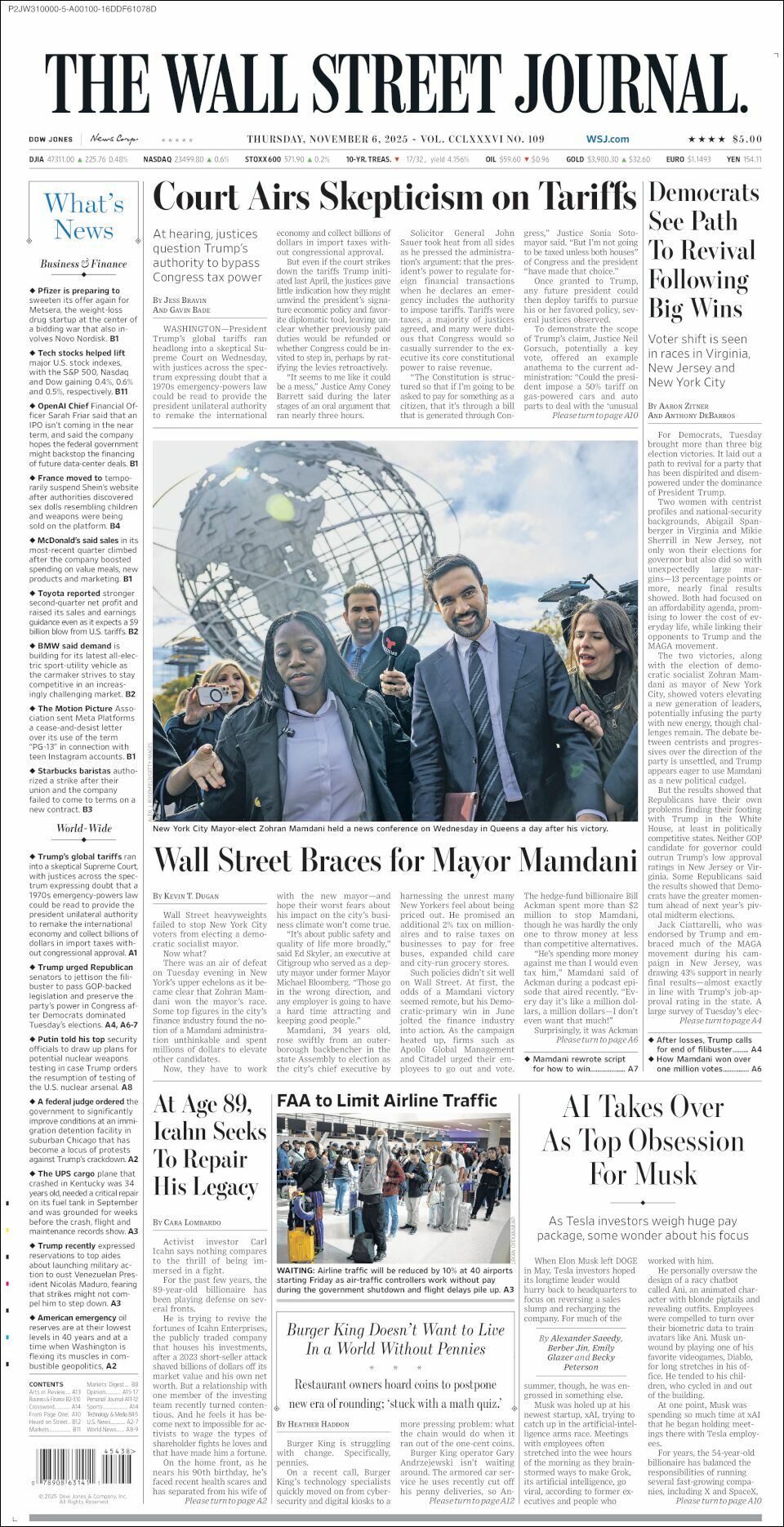 The Wall Street Journal, edición del jueves 06 de noviembre de 2025