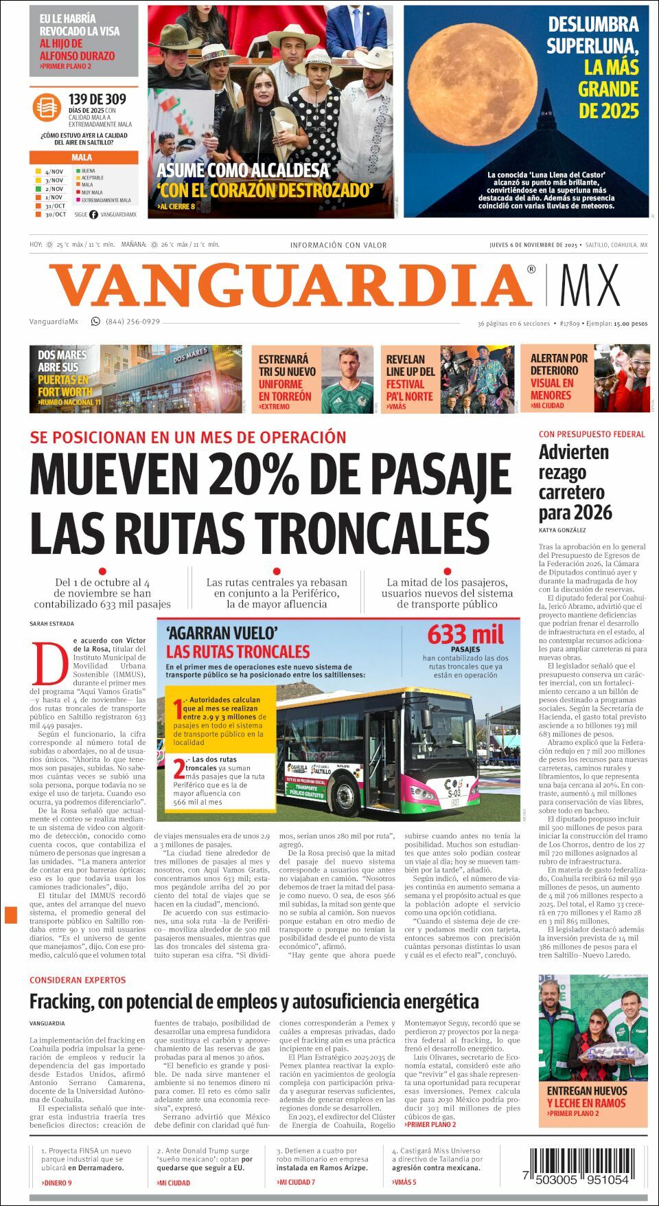 Vanguardia, edición del jueves 06 de noviembre de 2025