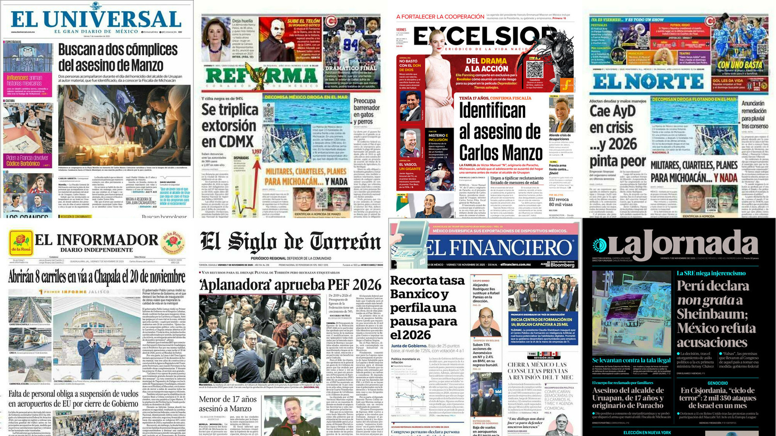 Portadas de periódicos impresos más importantes de México hoy