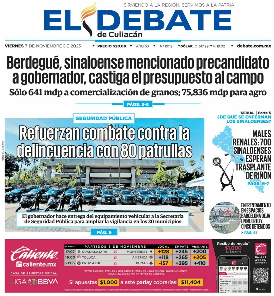 El Debate Culiacán, edición del viernes 07 de noviembre de 2025