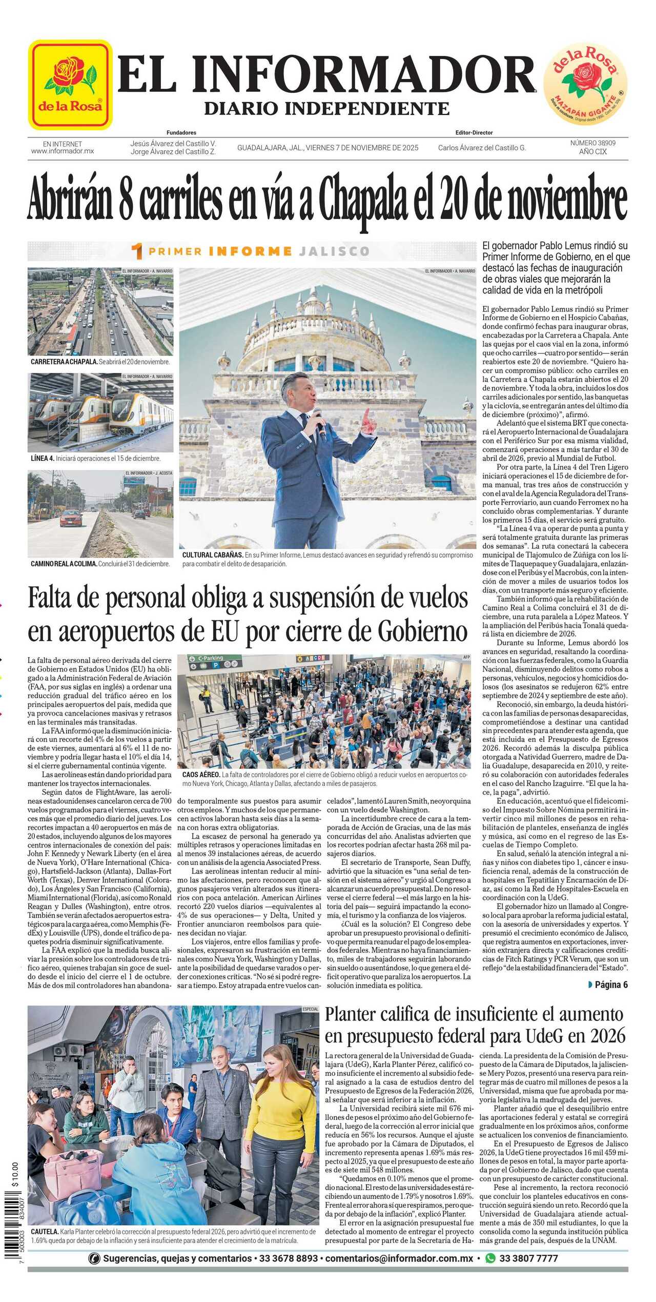 El Informador, edición del viernes 07 de noviembre de 2025