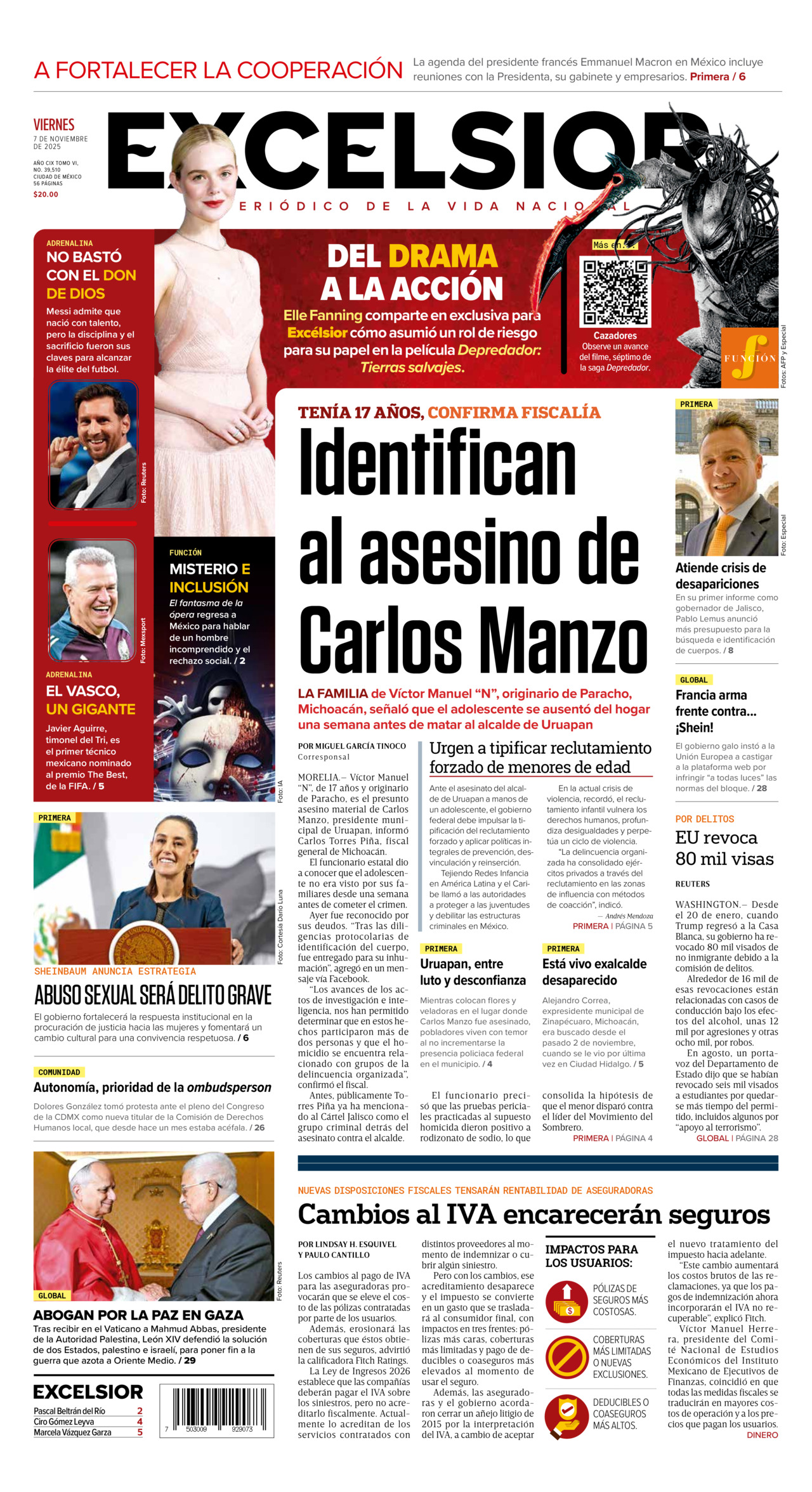 Excelsior, edición del viernes 07 de noviembre de 2025