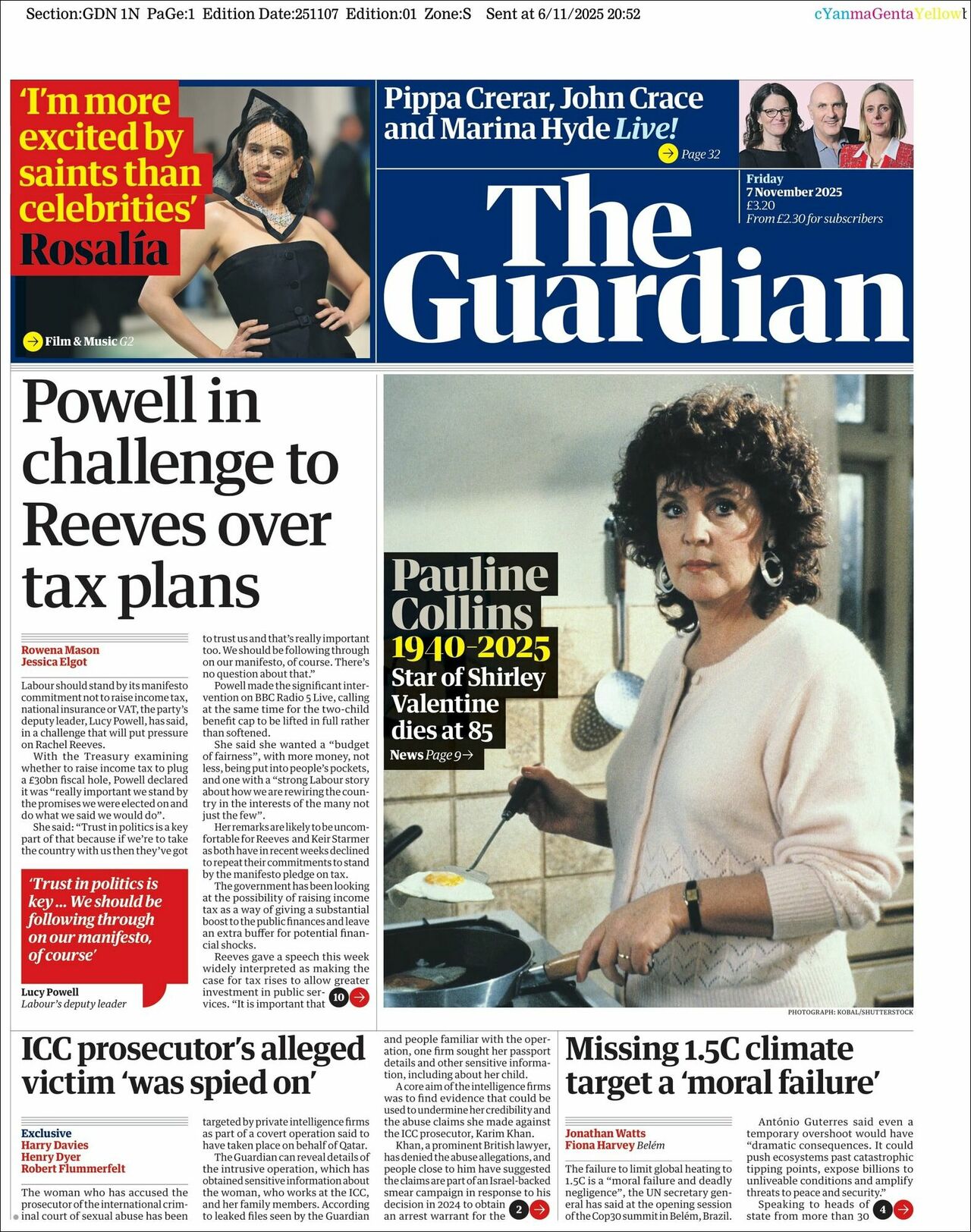 The Guardian, edición del viernes 07 de noviembre de 2025