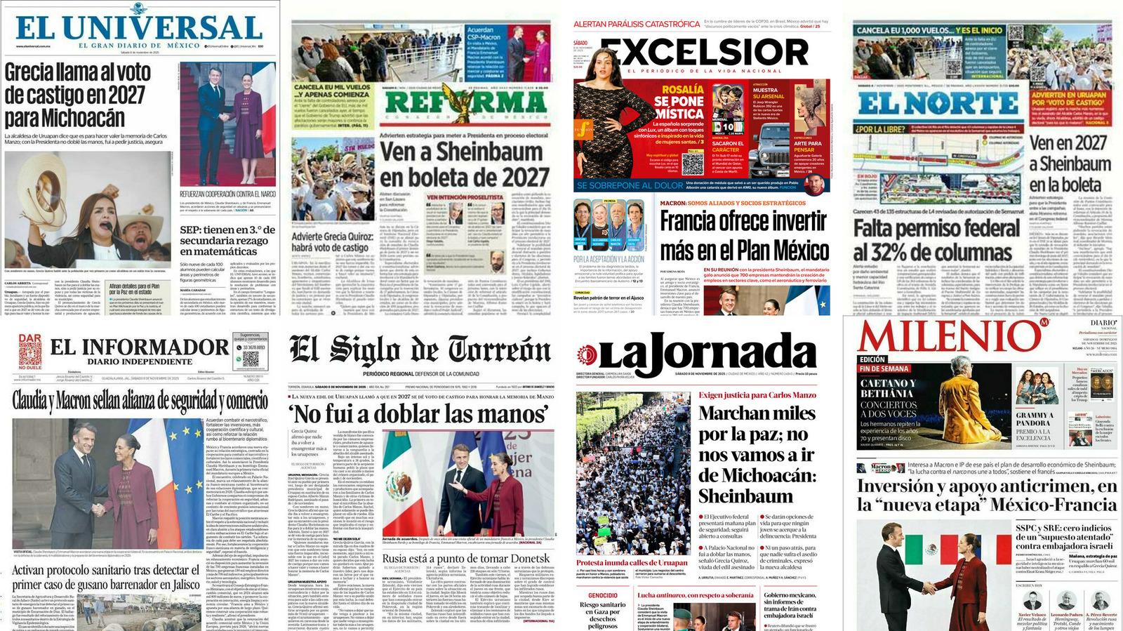 Portadas de periódicos impresos más importantes de México hoy