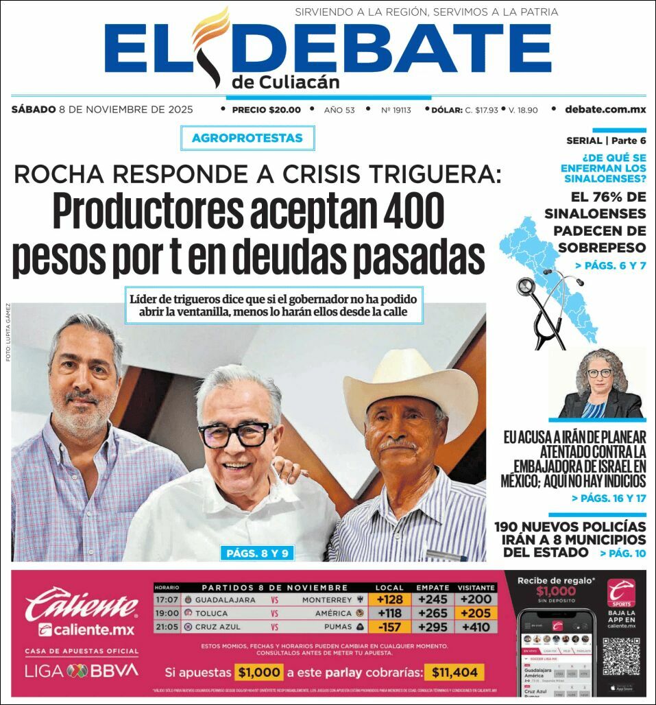 El Debate Culiacán, edición del sábado 08 de noviembre de 2025