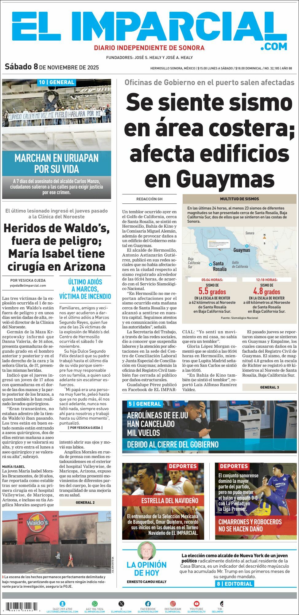 El Imparcial, edición del sábado 08 de noviembre de 2025