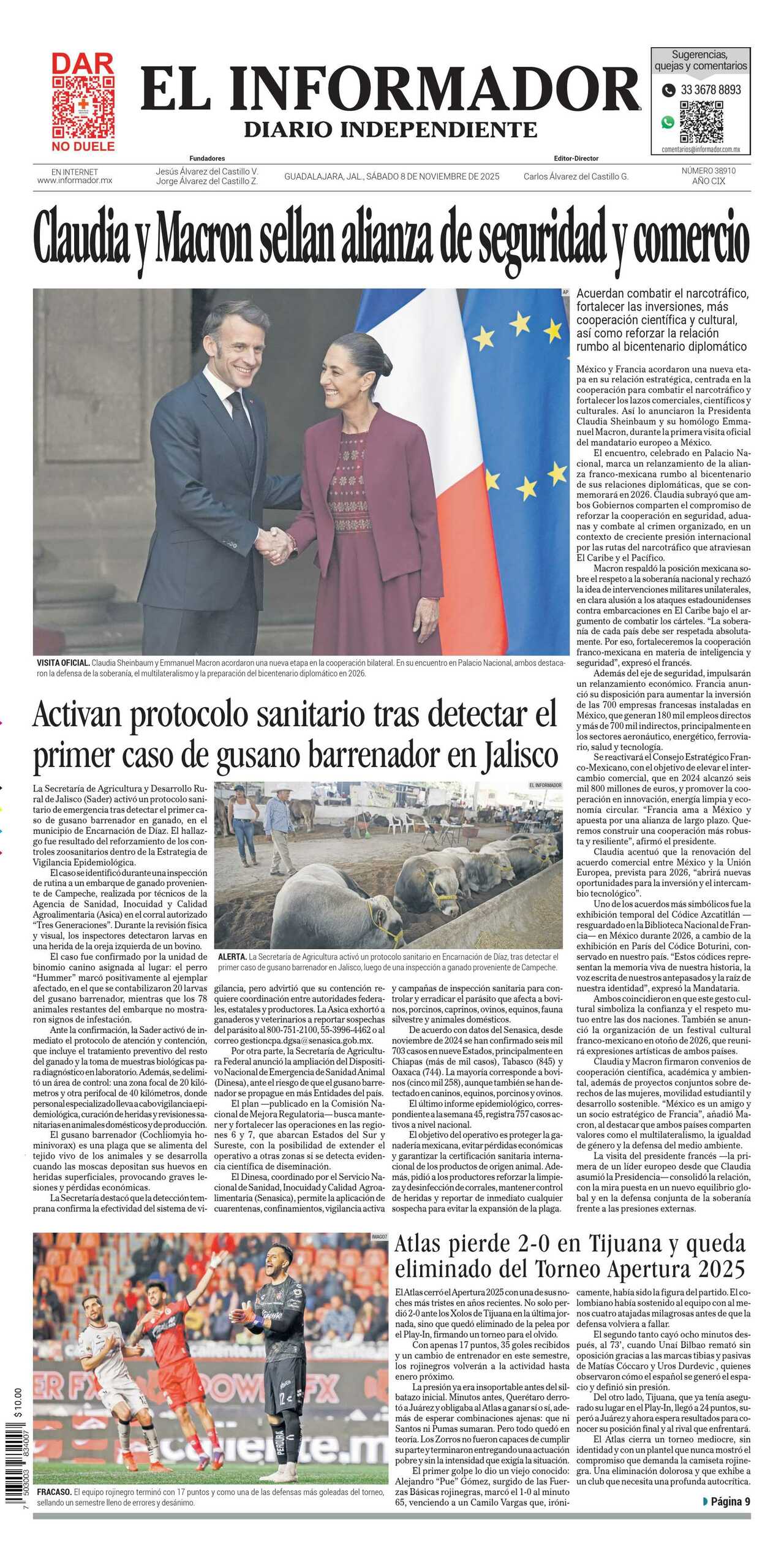 El Informador, edición del sábado 08 de noviembre de 2025