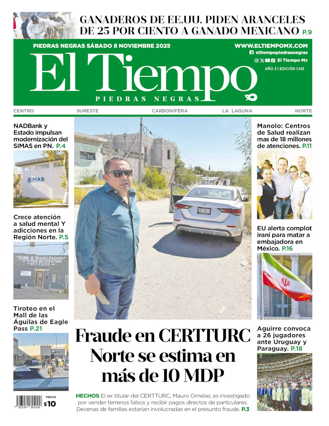 El Tiempo Piedras Negras, edición del sábado 08 de noviembre de 2025