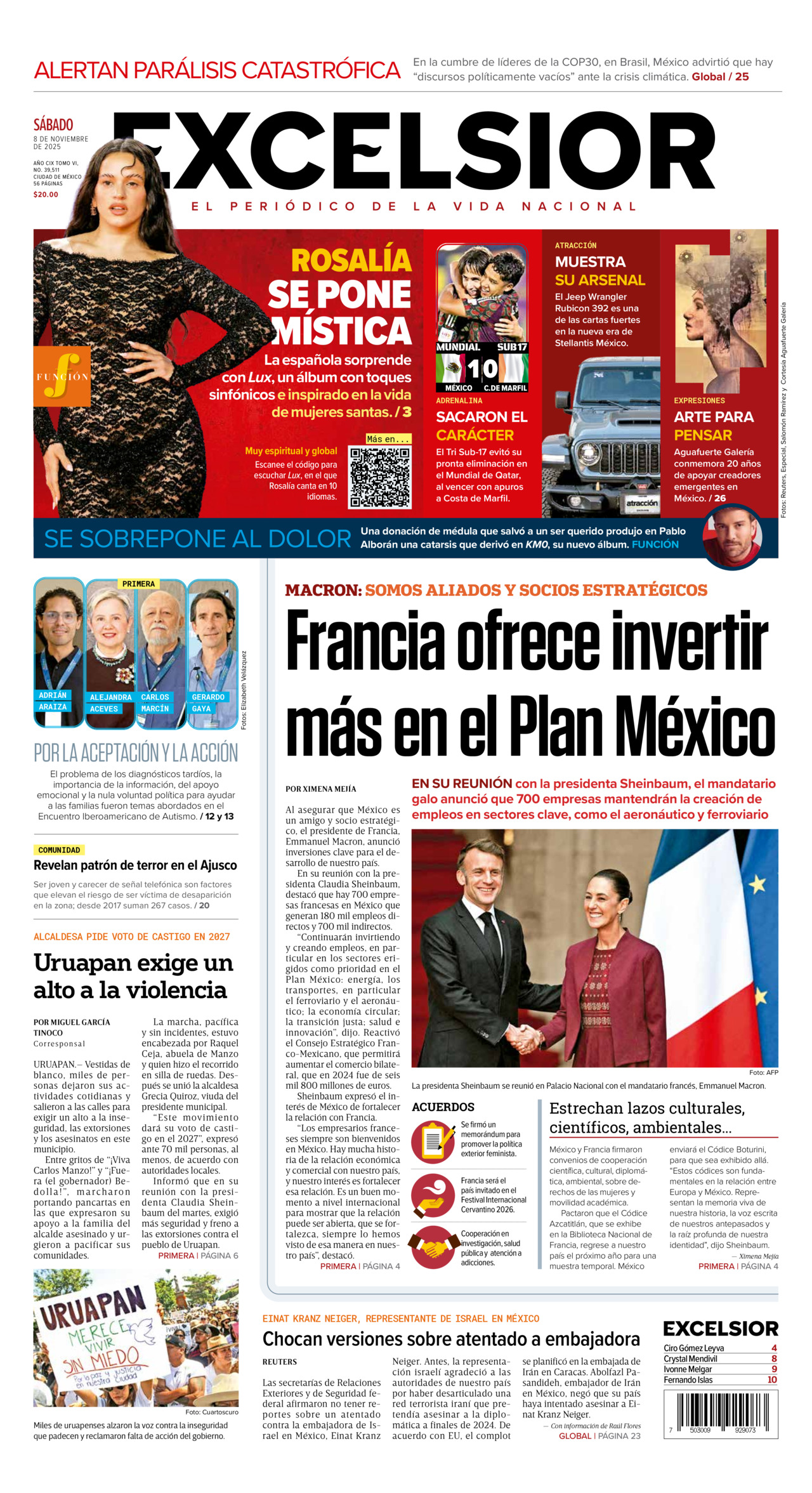 Excelsior, edición del sábado 08 de noviembre de 2025