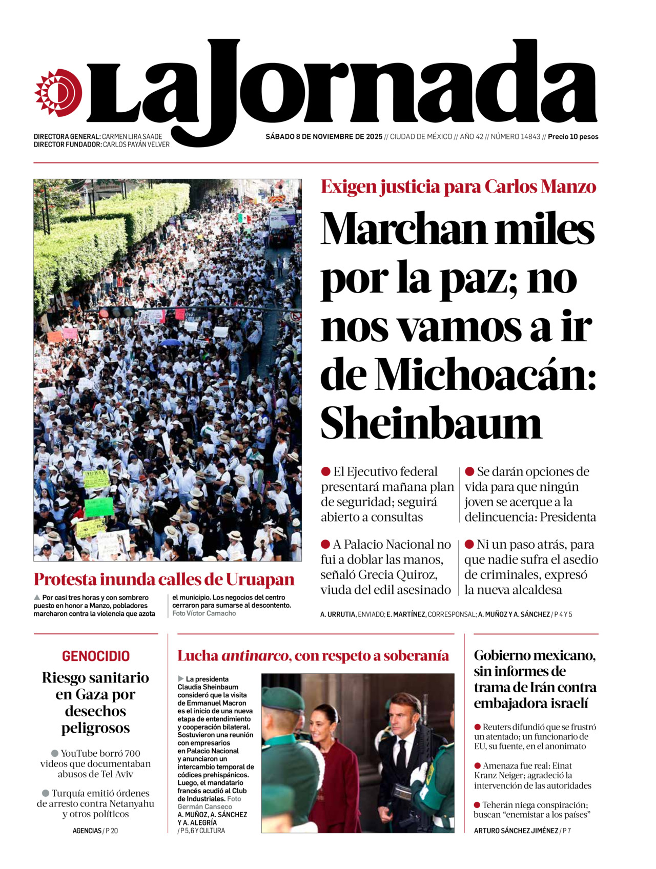 La Jornada, edición del sábado 08 de noviembre de 2025
