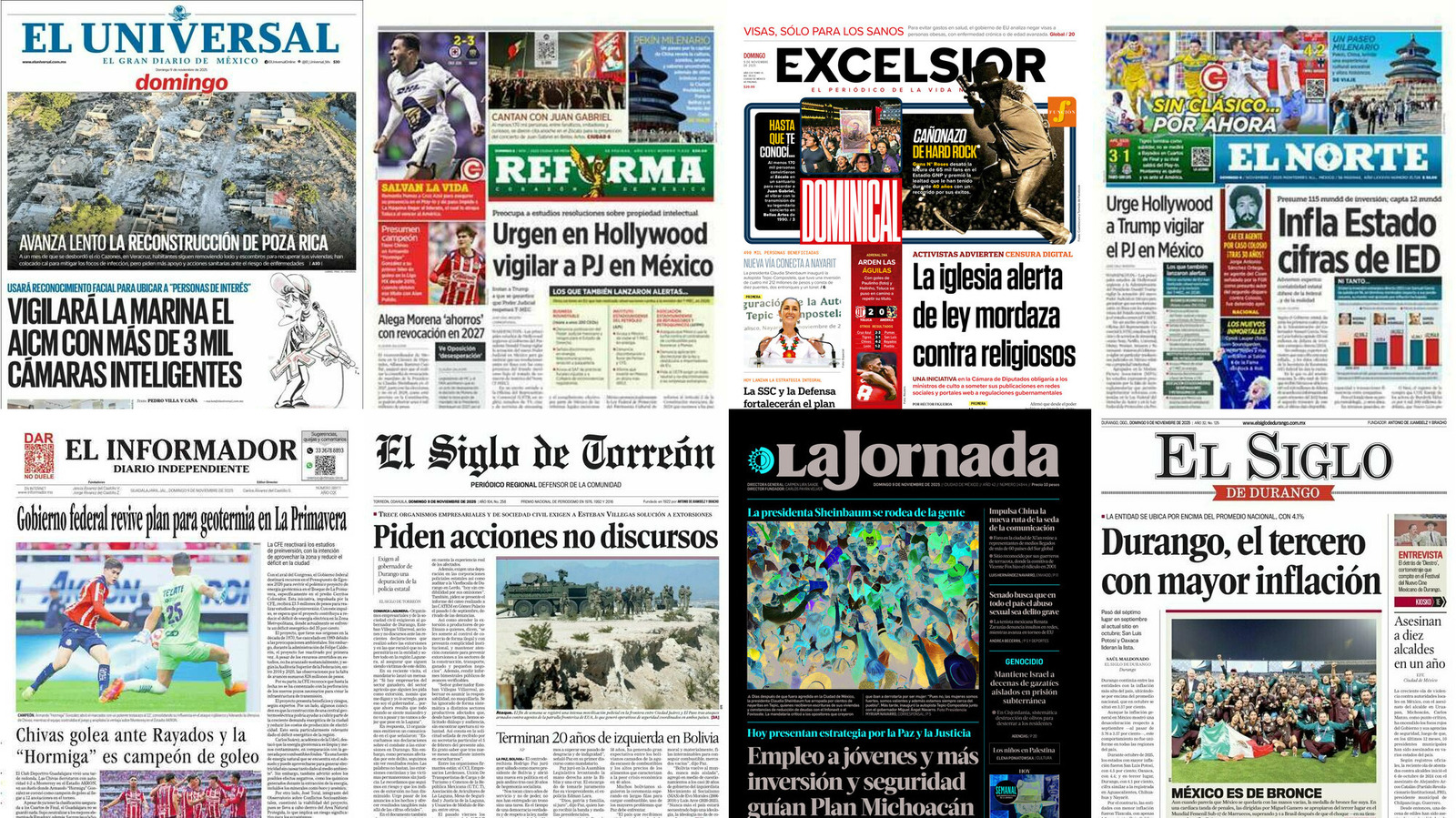 Portadas de periódicos impresos más importantes de México hoy