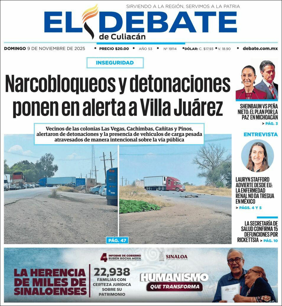 El Debate Culiacán, edición del domingo 09 de noviembre de 2025