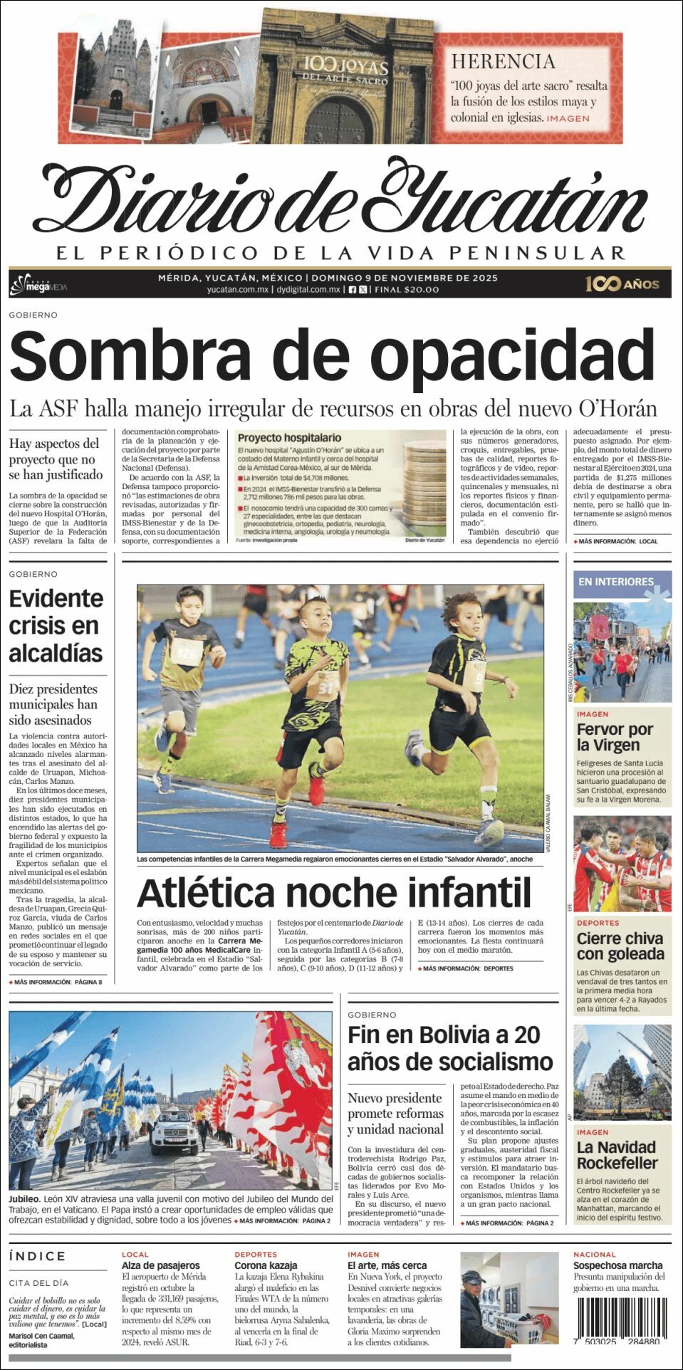 El Diario de Yucatán, edición del domingo 09 de noviembre de 2025