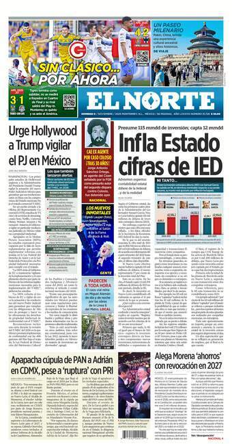 El Norte, edición del domingo 09 de noviembre de 2025
