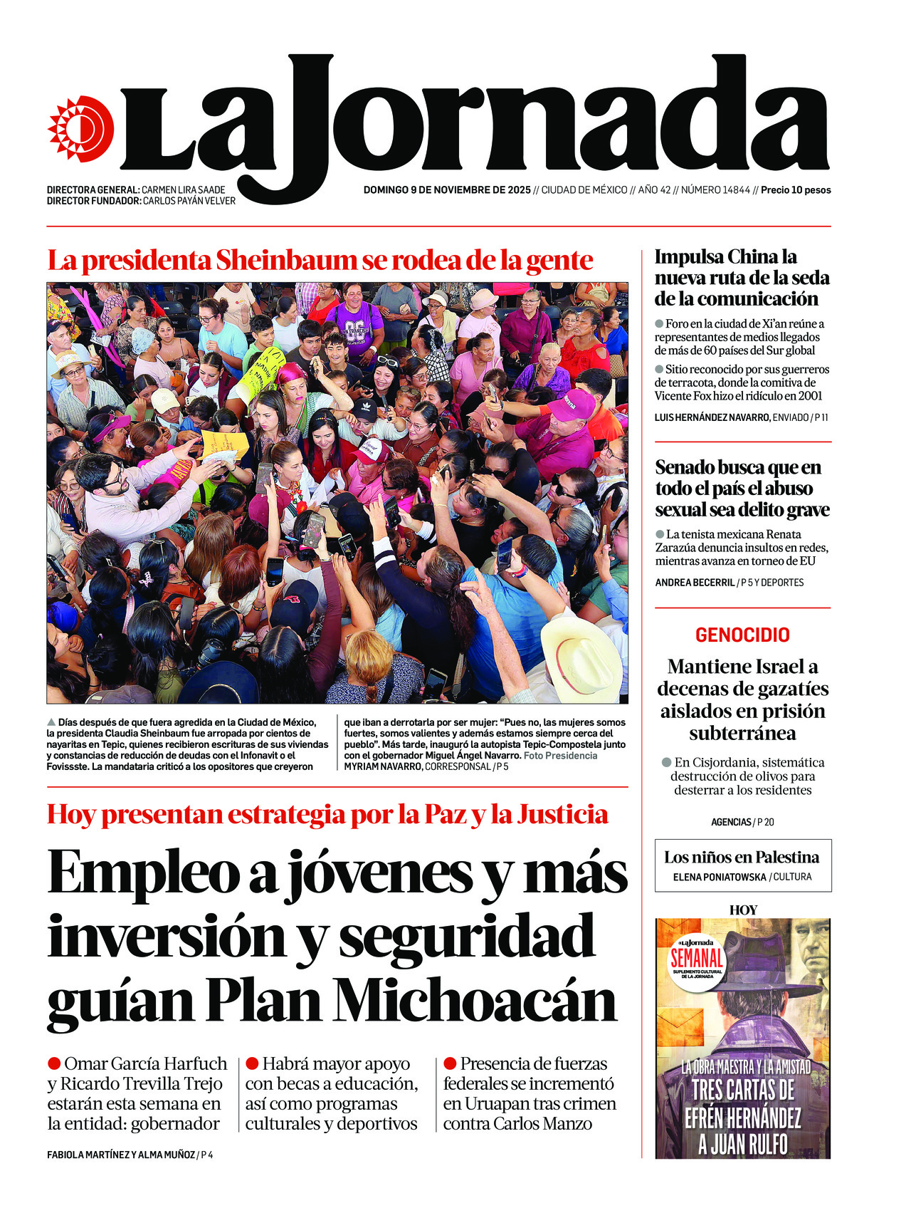 La Jornada, edición del domingo 09 de noviembre de 2025