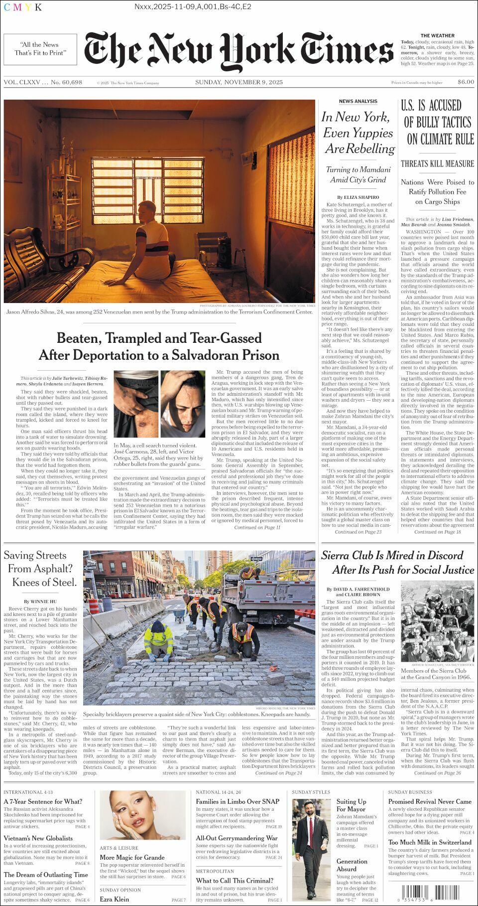 The New York Times, edición del domingo 09 de noviembre de 2025