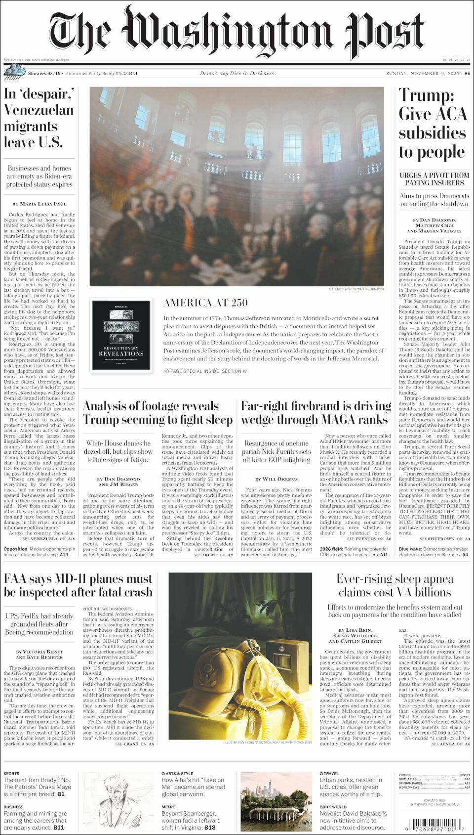 The Washington Post, edición del domingo 09 de noviembre de 2025