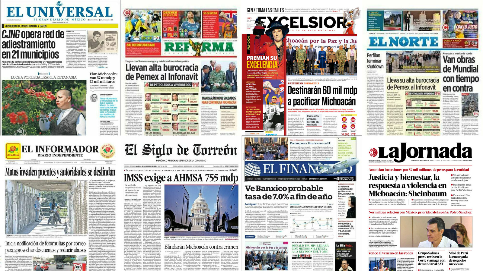 Portadas de periódicos impresos más importantes de México hoy