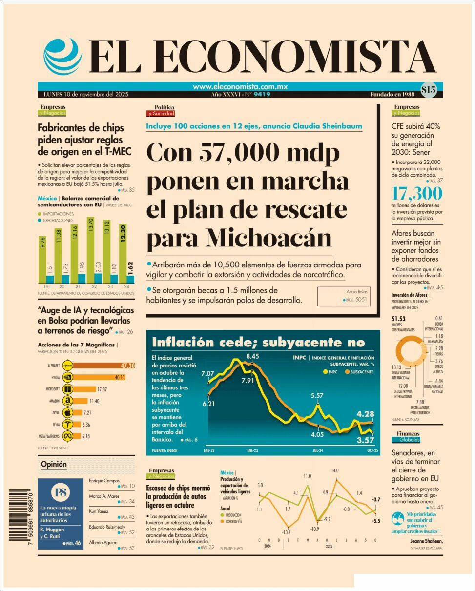 El Economista, edición del lunes 10 de noviembre de 2025