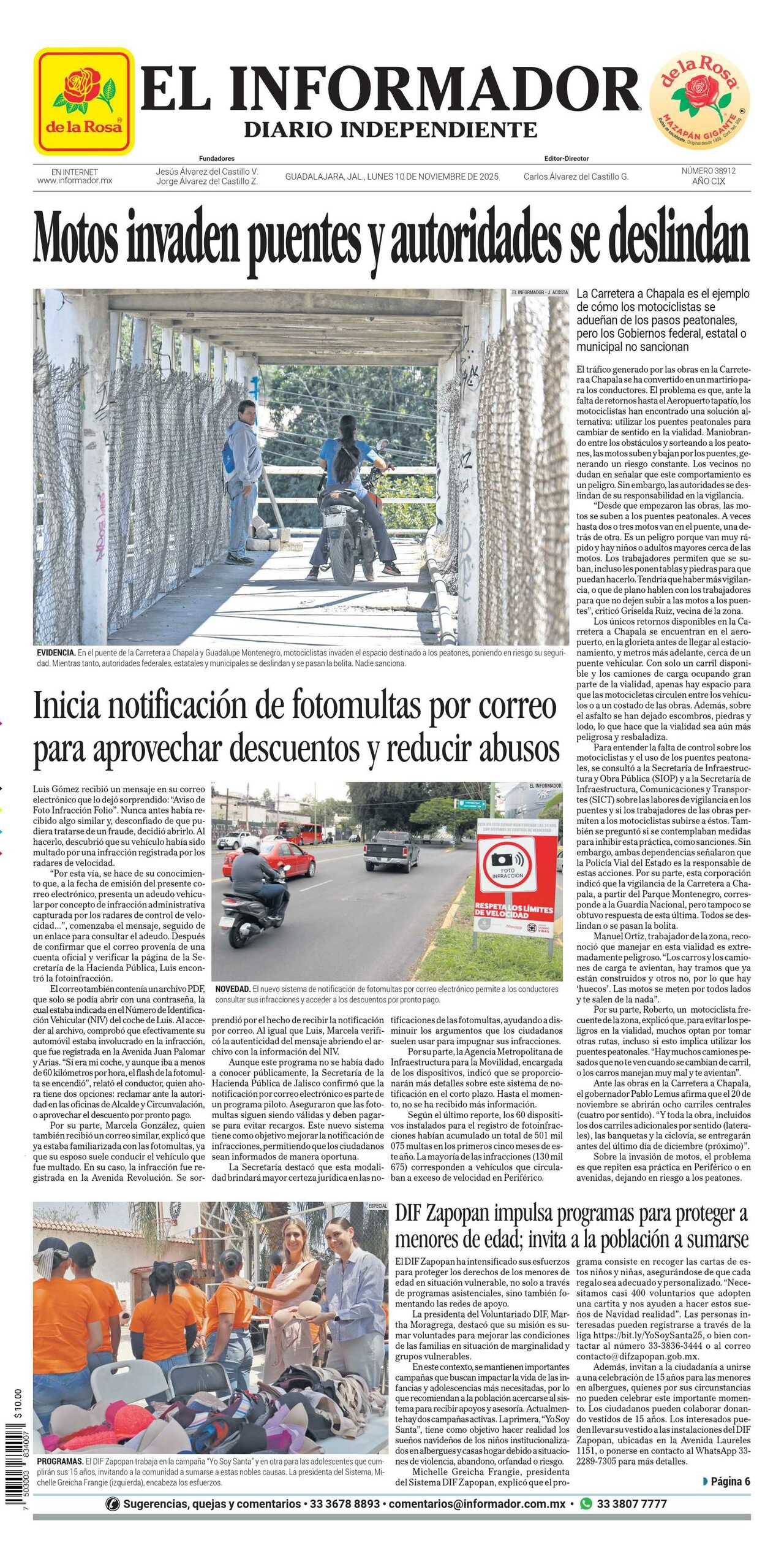 El Informador, edición del lunes 10 de noviembre de 2025