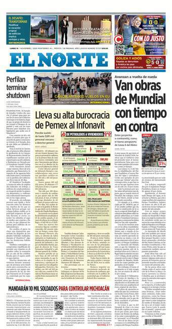 El Norte, edición del lunes 10 de noviembre de 2025