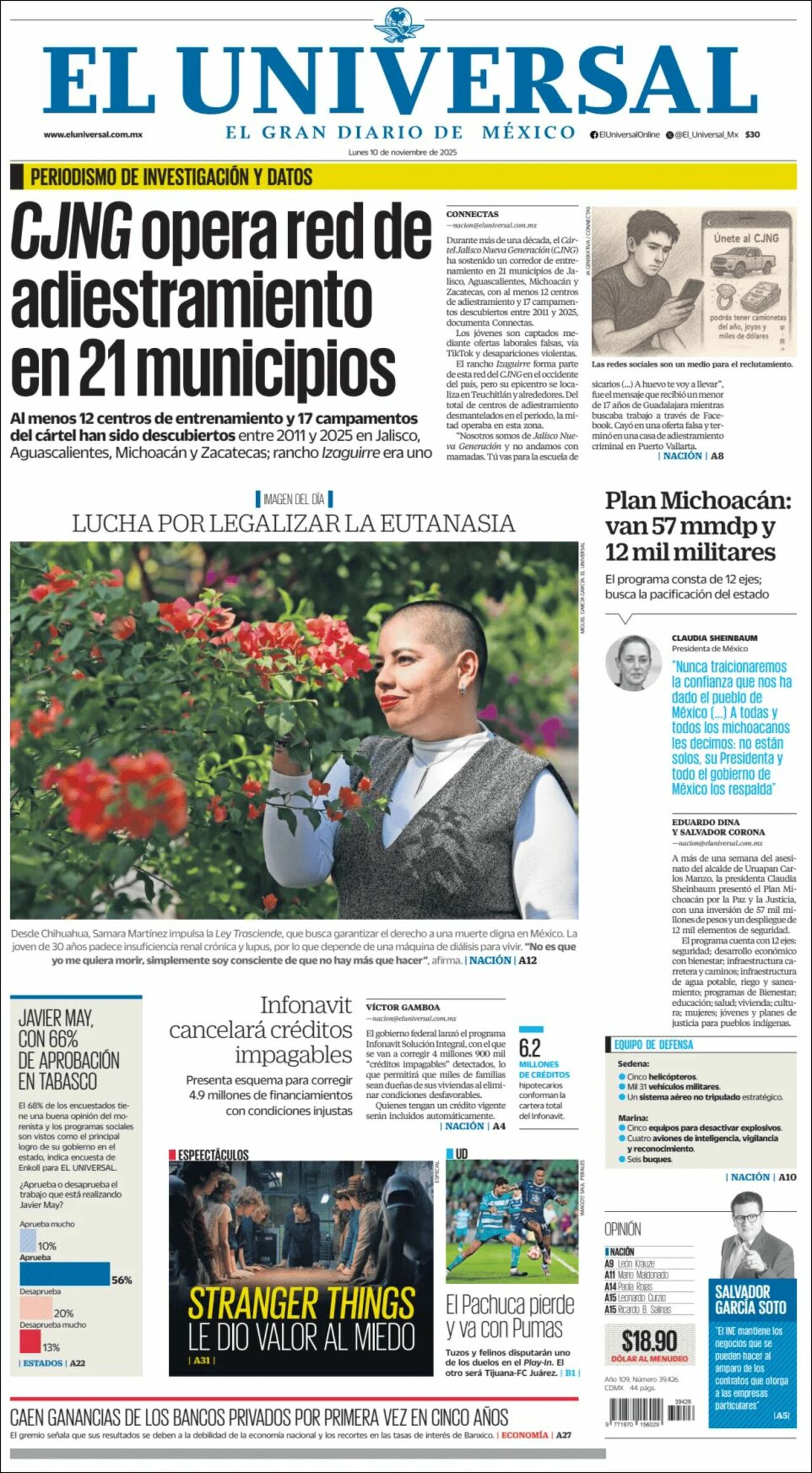 El Universal, edición del lunes 10 de noviembre de 2025